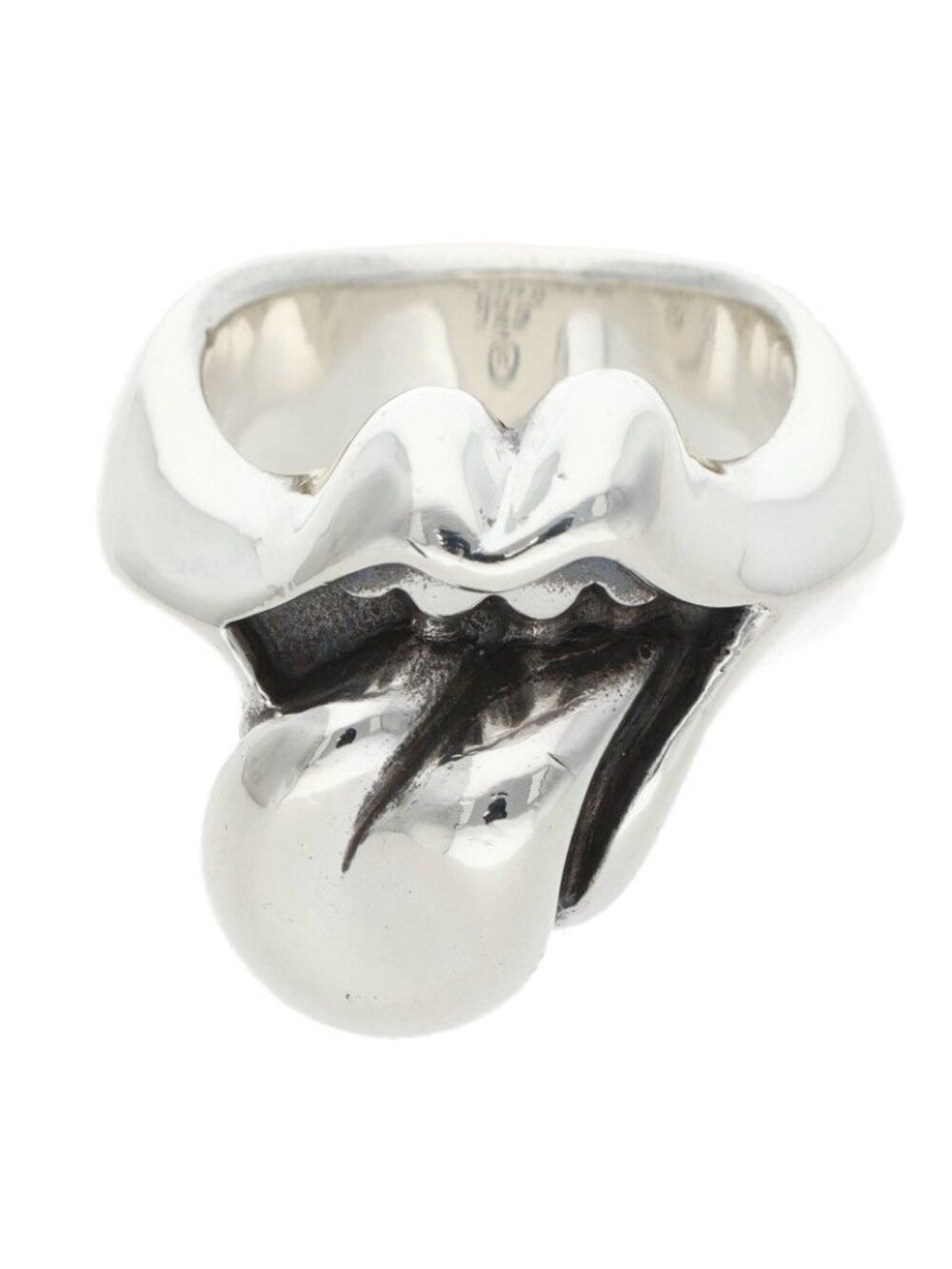Chrome Hearts Lip Tongue Md Lip and Tan Medium Silver Ring